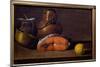 Slice of Salmon, a Lemon and Utensils. Painting by Luis Melendez (1716 - 1780), Spanish School, 18T-Luis Egidio Menendez or Melendez-Mounted Giclee Print