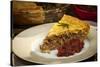 Slice of Traditional Pork Meat Pie Tourtiere with Apple and Cranberry Chutney from Quebec, Canada.-elenathewise-Stretched Canvas