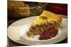 Slice of Traditional Pork Meat Pie Tourtiere with Apple and Cranberry Chutney from Quebec, Canada.-elenathewise-Mounted Photographic Print