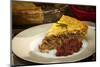 Slice of Traditional Pork Meat Pie Tourtiere with Apple and Cranberry Chutney from Quebec, Canada.-elenathewise-Mounted Photographic Print