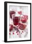 Sliced Pomegranates, Cores and Glass with Pomegranate Juice-Jana Ihle-Framed Photographic Print