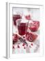 Sliced Pomegranates, Cores and Glass with Pomegranate Juice-Jana Ihle-Framed Photographic Print