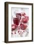 Sliced Pomegranates, Seeds and Glass with Pomegranate Juice-Jana Ihle-Framed Photographic Print