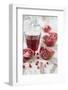 Sliced Pomegranates, Seeds and Glass with Pomegranate Juice-Jana Ihle-Framed Photographic Print