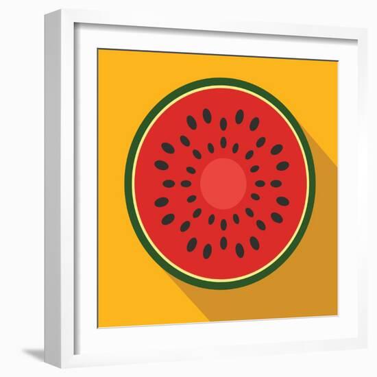 Sliced Watermelon Flat Icon-Yulia Ryabokon-Framed Art Print