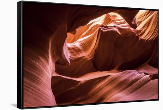 Slickrock formations in lower Antelope Canyon, Navajo Indian Reservation, Arizona, USA.-Russ Bishop-Framed Stretched Canvas