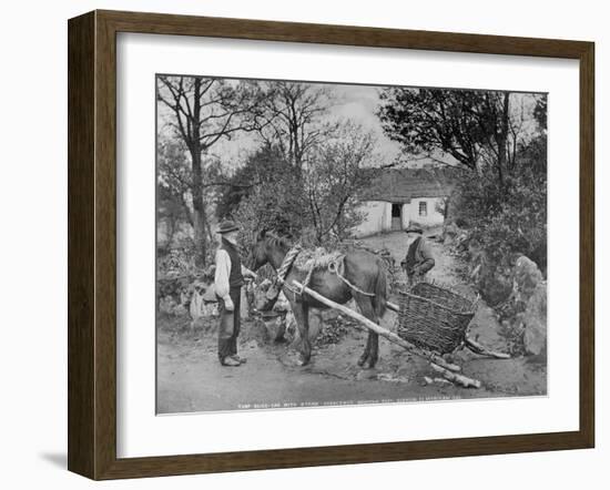 Slide Car with Straw-Harnessed Mountain Pony, Glendun, County Antrim, C.1895-Robert John Welch-Framed Giclee Print