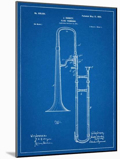 Slide Trombone Instrument Patent-null-Mounted Art Print