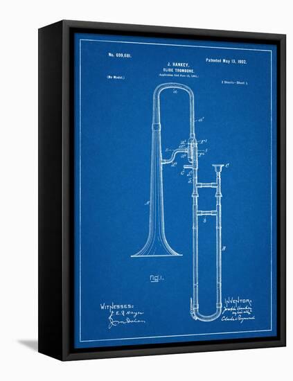 Slide Trombone Instrument Patent-null-Framed Stretched Canvas