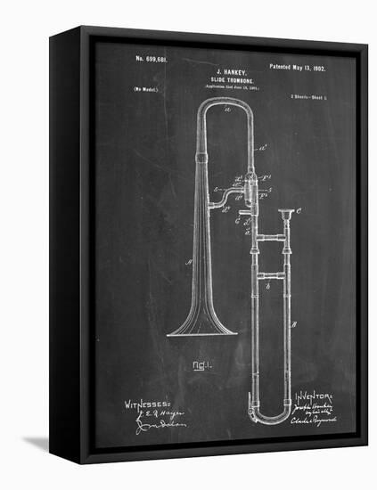 Slide Trombone Instrument Patent-null-Framed Stretched Canvas