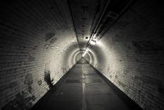 Empty Tunnel at Night - Light at the End of Tunnel - Sepia Toning-slidezero-Photographic Print