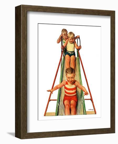 "Sliding into Water,"July 12, 1930-Lawrence Toney-Framed Giclee Print