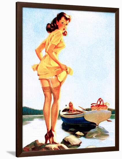 Slip Off Shore Pin-Up 1944-Gil Elvgren-Framed Art Print