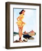 Slip Off Shore Pin-Up 1944-Gil Elvgren-Framed Art Print