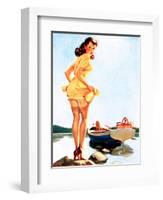 Slip Off Shore Pin-Up 1944-Gil Elvgren-Framed Art Print
