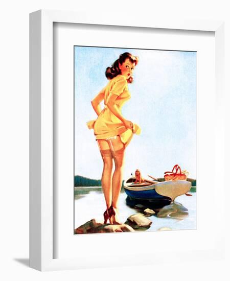Slip Off Shore Pin-Up 1944-Gil Elvgren-Framed Art Print