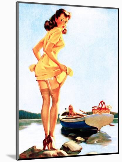 Slip Off Shore Pin-Up 1944-Gil Elvgren-Mounted Art Print