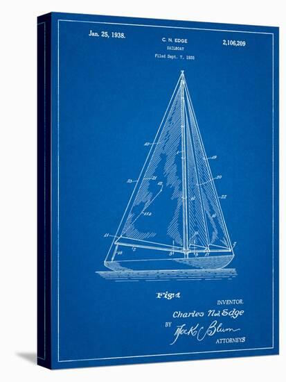 Sloop Sailboat Patent-Cole Borders-Stretched Canvas