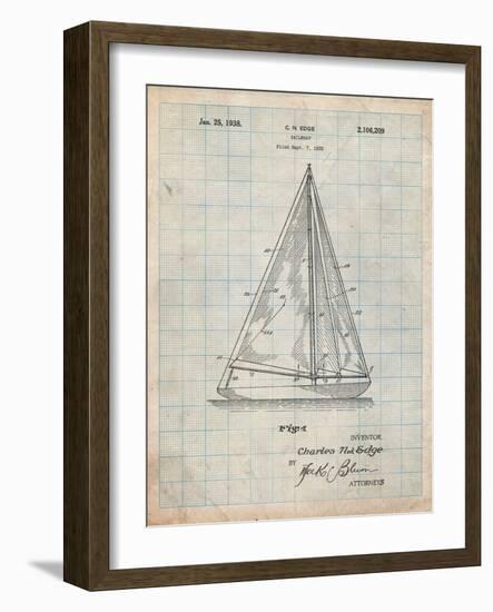 Sloop Sailboat Patent-Cole Borders-Framed Art Print