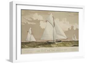 Sloop Yachts Mischief and Atalanta in the Race for "The America Cup"-null-Framed Art Print