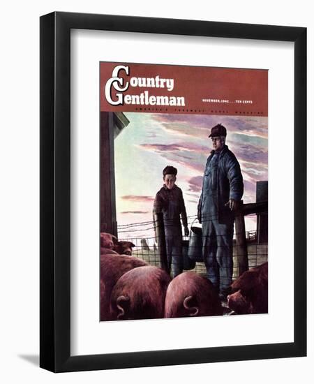 "Slopping the Pigs," Country Gentleman Cover, November 1, 1942-Robert Riggs-Framed Giclee Print