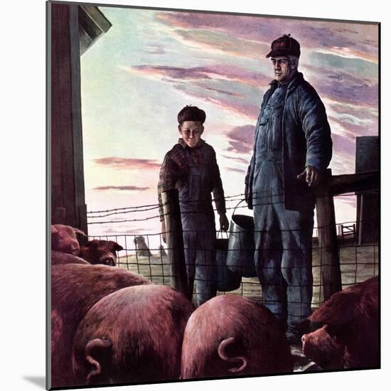 "Slopping the Pigs,"November 1, 1942-Robert Riggs-Mounted Giclee Print