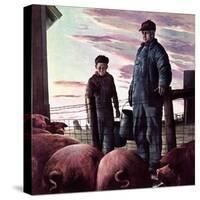 "Slopping the Pigs,"November 1, 1942-Robert Riggs-Stretched Canvas