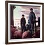 "Slopping the Pigs,"November 1, 1942-Robert Riggs-Framed Giclee Print