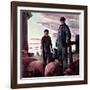 "Slopping the Pigs,"November 1, 1942-Robert Riggs-Framed Giclee Print