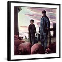 "Slopping the Pigs,"November 1, 1942-Robert Riggs-Framed Giclee Print