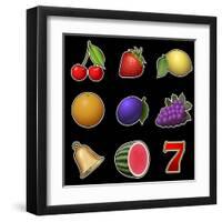 Slot Machine Fruit Symbols-PandaWild-Framed Art Print