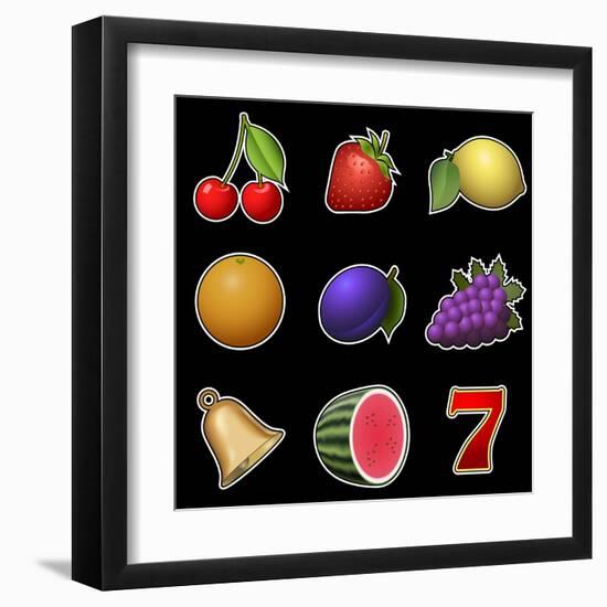 Slot Machine Fruit Symbols-PandaWild-Framed Art Print