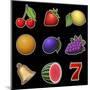 Slot Machine Fruit Symbols-PandaWild-Mounted Art Print