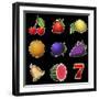 Slot Machine Fruit Symbols-PandaWild-Framed Art Print