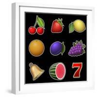 Slot Machine Fruit Symbols-PandaWild-Framed Art Print