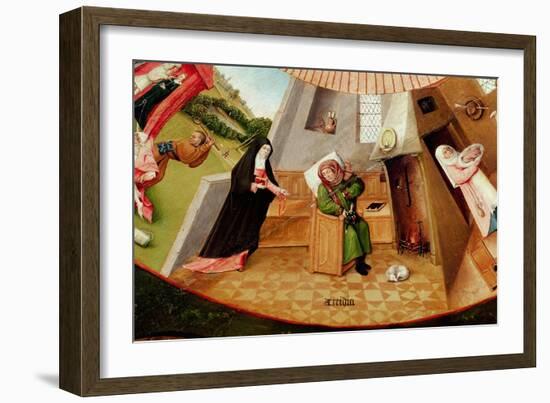 Sloth, Detail from the Table of the Seven Deadly Sins and the Four Last Things, C.1480-Hieronymus Bosch-Framed Giclee Print
