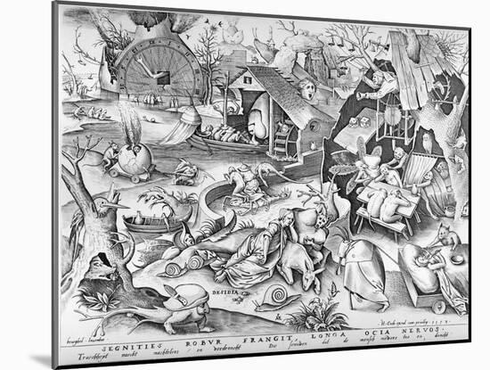 Sloth, from the Seven Deadly Sins, Engraved by Pieter Ven Der Heyden, 1558-Pieter Bruegel the Elder-Mounted Giclee Print