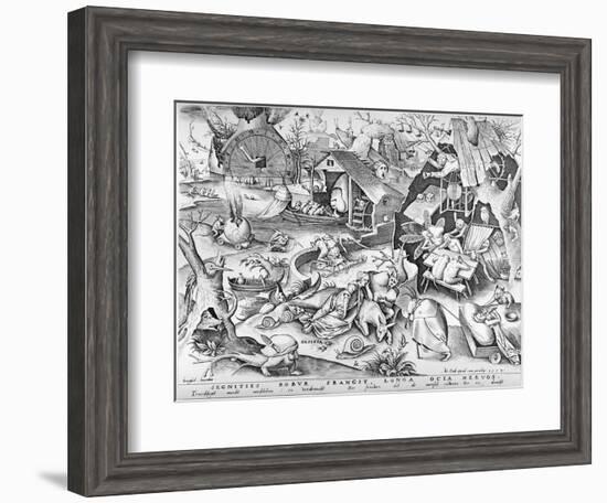 Sloth, from the Seven Deadly Sins, Engraved by Pieter Ven Der Heyden, 1558-Pieter Bruegel the Elder-Framed Giclee Print