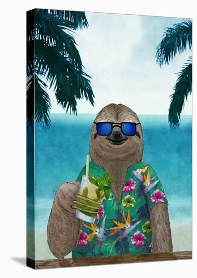 Sloth on Summer Holidays-Barruf-Stretched Canvas