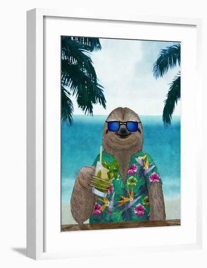 Sloth on Summer Holidays-Barruf-Framed Art Print