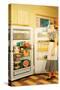 Slouching Lady with Open Fridge, Retro-null-Stretched Canvas