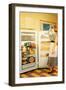 Slouching Lady with Open Fridge, Retro-null-Framed Art Print