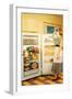 Slouching Lady with Open Fridge, Retro-null-Framed Art Print