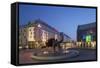 Slovak National Theatre and Sheraton Hotel at Dusk, Bratislava, Slovakia, Europe-Ian Trower-Framed Stretched Canvas