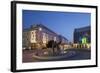 Slovak National Theatre and Sheraton Hotel at Dusk, Bratislava, Slovakia, Europe-Ian Trower-Framed Photographic Print