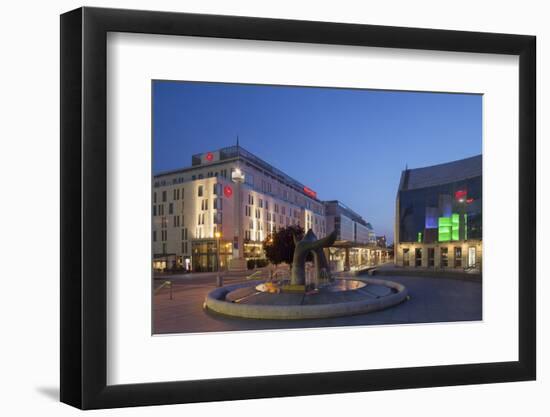 Slovak National Theatre and Sheraton Hotel at Dusk, Bratislava, Slovakia, Europe-Ian Trower-Framed Premium Photographic Print