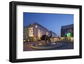 Slovak National Theatre and Sheraton Hotel at Dusk, Bratislava, Slovakia, Europe-Ian Trower-Framed Premium Photographic Print