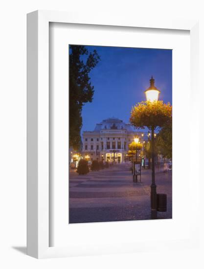 Slovak National Theatre at Dusk, Bratislava, Slovakia, Europe-Ian Trower-Framed Photographic Print