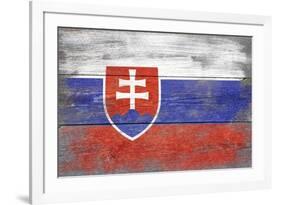 Slovakia Country Flag - Barnwood Painting-Lantern Press-Framed Premium Giclee Print