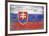 Slovakia Country Flag - Barnwood Painting-Lantern Press-Framed Premium Giclee Print